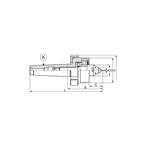eavy-Duty Live Center with Ejection Nut and Carbide Tip Dimensions